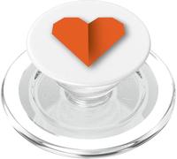Diseño de símbolo de Amor de Origami de corazón Naranja PopSockets PopGrip para MagSafe