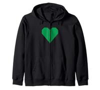 Diseño de símbolo de Amor Estilo Origami corazón Verde Sudadera con Capucha