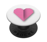 Diseño de símbolo de Amor Estilo Origami de corazón Rosa PopSockets PopGrip Adhesivo