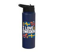 Diseño de símbolos nacionales I Love Sweden Stainless Steel Insulated Water Bottle
