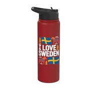 Diseño de símbolos nacionales I Love Sweden Stainless Steel Insulated Water Bottle