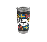 Diseño de símbolos nacionales I Love Sweden Vaso térmico de acero inoxidable de doble pared