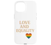 Diseño de soporte LGBTQ+ de corazón arcoíris de amor e igualdad Carcasa para iPhone 15