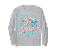 Diseño de Sunshine and Jesus Christian Beach Faith Manga Larga