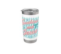 Diseño de Sunshine and Jesus Christian Beach Faith Vaso térmico de acero inoxidable de doble pared
