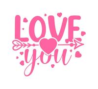 Diseño de taza con frases de "Te amo, feliz día de San Valentín" Pegatinas de pared de papel adhesivo 42x48.8cm No daña la superficie de la pared Rosa