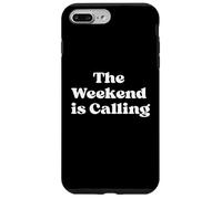 Diseño de Texto Blanco The Weekend is Calling Retro Vibes Carcasa para iPhone 7 Plus/8 Plus