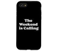 Diseño de Texto Blanco The Weekend is Calling Retro Vibes Carcasa para iPhone SE (2020) / 7/8