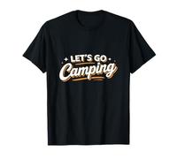 Diseño de Texto Let's Go Camping Outdoor Adventure Camiseta