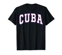 Diseño de Texto Universitario Cuba arqueado en Colores Blanco, Rojo y Azul Camiseta