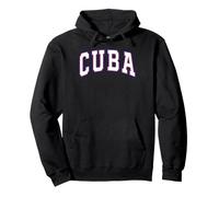 Diseño de Texto Universitario Cuba arqueado en Colores Blanco, Rojo y Azul Sudadera con Capucha