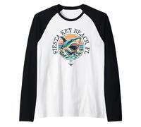 Diseño de Tiburones de Siesta Key Beach FL Camiseta Manga Raglan