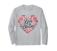Diseño de tipografía de corazón Floral Love in Bloom Manga Larga