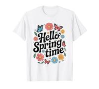 Diseño de tipografía Floral Hello Spring Time Camiseta