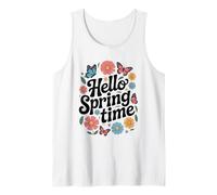 Diseño de tipografía Floral Hello Spring Time Camiseta sin Mangas