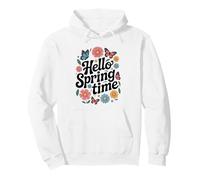 Diseño de tipografía Floral Hello Spring Time Sudadera con Capucha