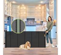 Diseño de tira de refuerzo retráctil de 80 pulgadas, puerta de bebé extra ancha para grandes aberturas, puerta retráctil para perros para la casa, puerta de bebé extra larga, puerta de malla retráctil