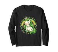 Diseño de trébol de Unicornio del día de San Patricio Manga Larga