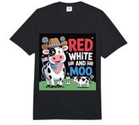 Diseño de Vaca patriótica roja y Blanca para el 4 de Julio de 250 años Comfort Colors Adult Heavyweight T-Shirt