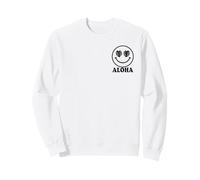 Diseño de Vacaciones Tropicales Aloha Monstera Leaf Happy Face Sudadera