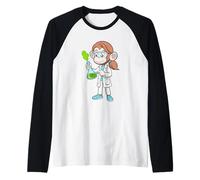 Diseño de Vaso de precipitado de Laboratorio de Curious Monkey Chemist Scientist Camiseta Manga Raglan