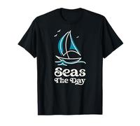 Diseño de Vela con Juego de Palabras náutico Seas The Day para Marineros Camiseta