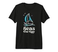 Diseño de Vela con Juego de Palabras náutico Seas The Day para Marineros Camiseta Premium