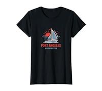 Diseño de velero al Atardecer en Port Angeles Washington Camiseta gráfica económica