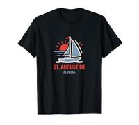 Diseño de velero al Atardecer en San Agustín, Florida Camiseta gráfica económica, Hombre, Negro, S