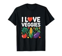 Diseño de verduras con texto en inglés "I Love Veggies" Camiseta