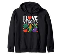 Diseño de verduras con texto en inglés "I Love Veggies" Sudadera con Capucha