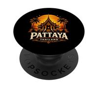 Diseño de Viaje del Templo del Atardecer de Pattaya Tailandia PopSockets PopGrip Adhesivo