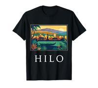 Diseño de Viaje Retro de la Costa Tropical de Hilo Hawaii Camiseta