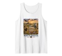 Diseño de Viajes de Paisaje de Pradera de Acuarela de Dakota del Norte Camiseta sin Mangas