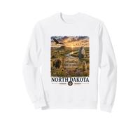 Diseño de Viajes de Paisaje de Pradera de Acuarela de Dakota del Norte Sudadera
