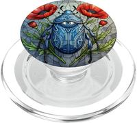 Diseño de vidrieras de Escarabajo Vibrante Flor de Amapola Arte de Insectos PopSockets PopGrip para MagSafe