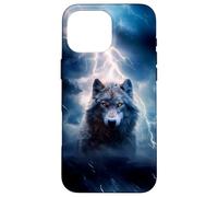 Diseño de Wolf Lightning Storm Thunderstorm Wolf Lovers Carcasa para iPhone 16 Pro MAX
