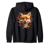 Diseño de Zorro Sonriente asomando Animales Salvajes Sudadera con Capucha