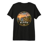 Diseño del Atardecer del Faro del Parque Nacional de Acadia Camiseta Premium