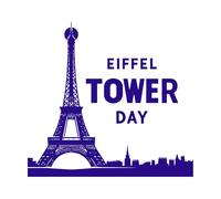 Diseño del día de la Torre Eiffel Calcomanías de tallado fino 42x45cm Personalización personalizada Azul oscuro