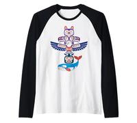 Diseño del ecosistema del noroeste del Pacífico Totem de los nativos Americanos Camiseta Manga Raglan
