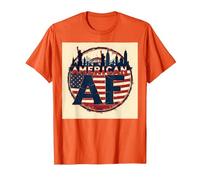 Diseño del Horizonte de la Bandera patriótica Estadounidense de los EE. UU. Camiseta, Hombre, Naranja, XXL