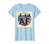 Diseño del Horizonte de la Bandera patriótica Estadounidense de los EE. UU. Camiseta, Mujer, Azul Bebé, XXL