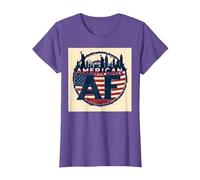 Diseño del Horizonte de la Bandera patriótica Estadounidense de los EE. UU. Camiseta, Mujer, Morado Jaspeado, XXL
