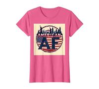 Diseño del Horizonte de la Bandera patriótica Estadounidense de los EE. UU. Camiseta, Mujer, Rosa Jaspeado, XXL