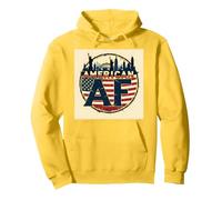 Diseño del Horizonte de la Bandera patriótica Estadounidense de los EE. UU. Sudadera con Capucha, Unisex para Adultos, Limón, L