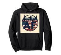 Diseño del Horizonte de la Bandera patriótica Estadounidense de los EE. UU. Sudadera con Capucha, Unisex para Adultos, Negro, XXL