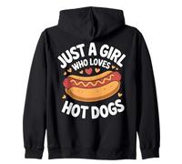 Diseño divertido con texto en inglés "Just A Girl Who Loves Hot Dogs" Sudadera con Capucha