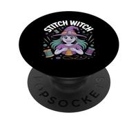 Diseño divertido de artesanía mágica de Stitch Witch PopSockets PopGrip Adhesivo