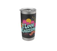 Diseño divertido de bolas de hilo I Love Knitting Vaso térmico de acero inoxidable de doble pared